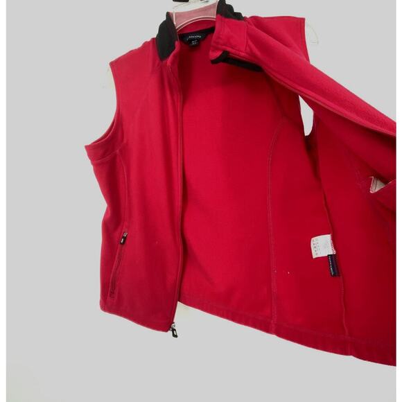 Lands' End Raspberry Pink Fleece Zip up Vest Womens Sz MP Gorpcore - Picture 7 of 9